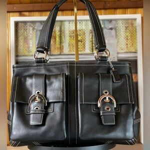 Coach SoHo Vintage 2005 Glove-Tanned Leather Tote Double Pocket in Black